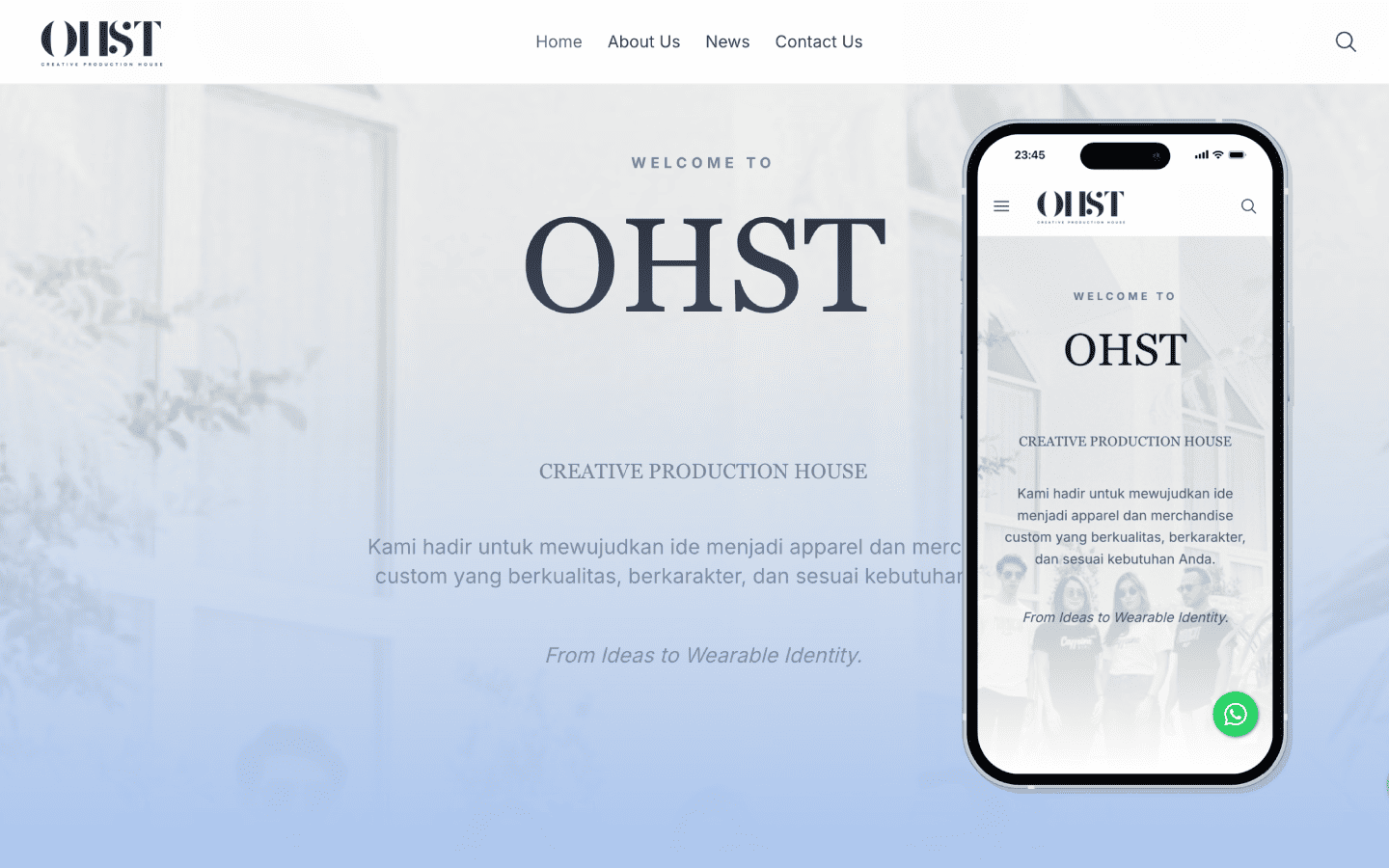 Tampilan website Ohstcreativehouse